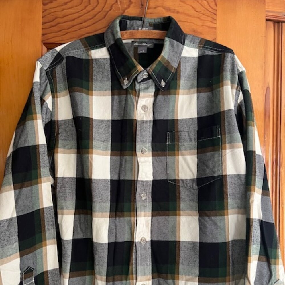 Eddie Bauer Plaid Shirt Long Sleeve Relaxed Fit Collared  Men's Large